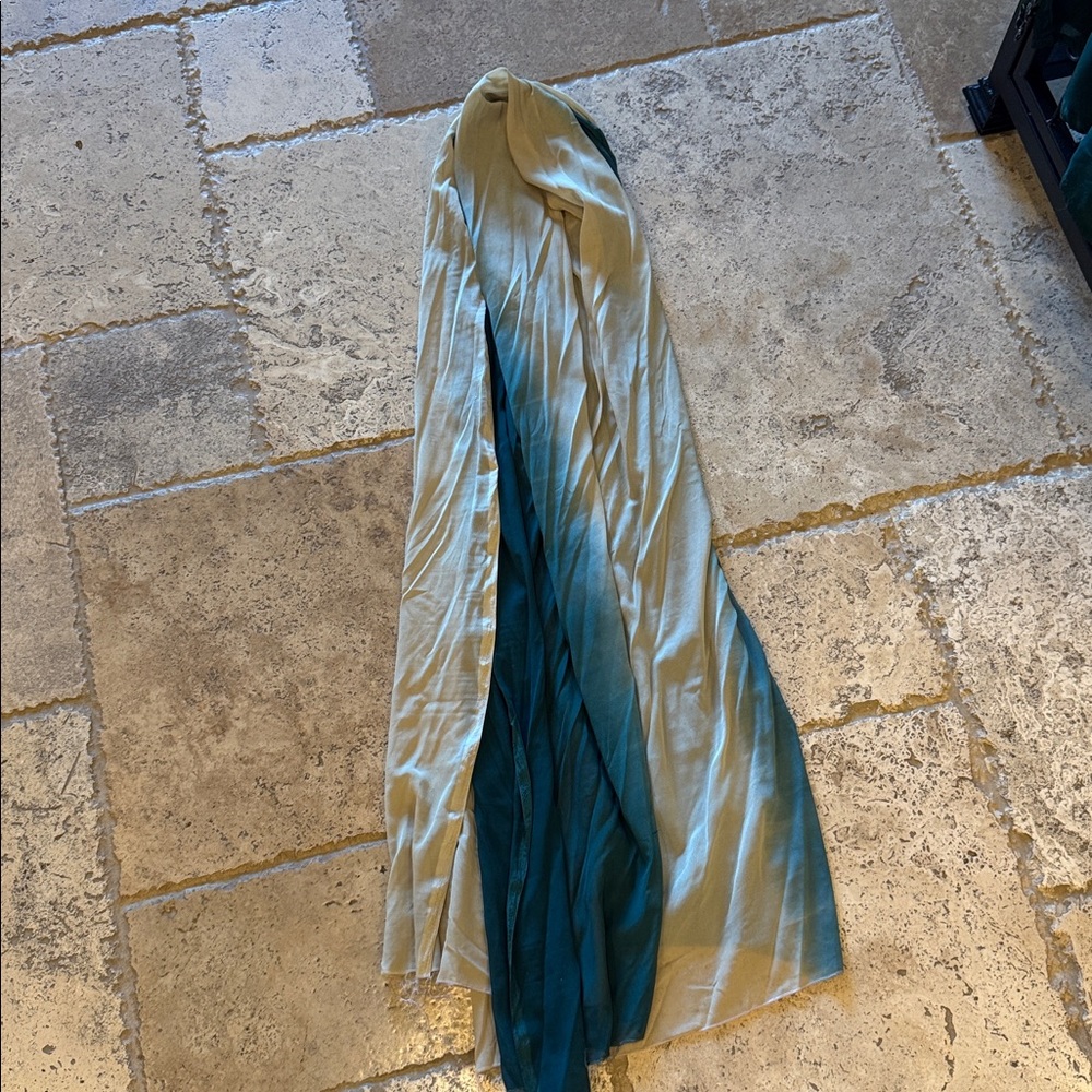 Teal Embroidered Pumjabi with cream and brown accents. - Picture 7 of 7